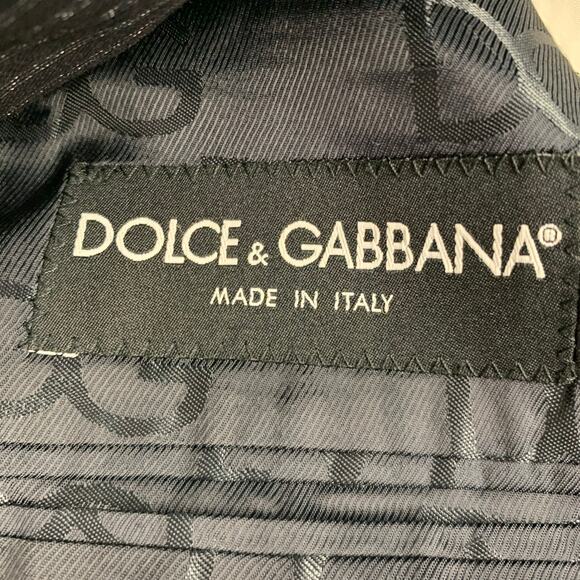 DOLCE & GABBANA Size 36 Navy Stripe Virgin Wool Sport Coat - Picture 10 of 11